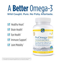 Thumbnail for Nordic Naturals ProOmega 2000-D - Fish Oil, 1125 mg EPA, 875 mg DHA, 1000 IU Vitamin D3, Cardiovascular, Neurological, Eye, and Immune Health, Lemon Flavor, 60 Soft Gels