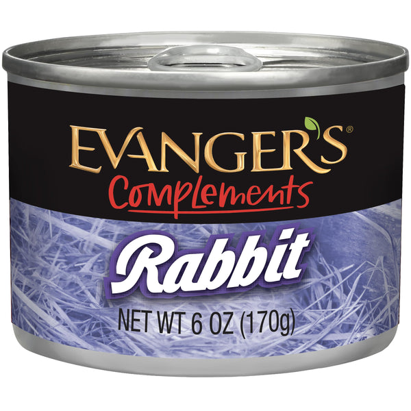 Evanger's Complements Rabbit for Dogs & Cats – 24 Count, 6 oz Each – Single-Protein Formula Cooked in Broth – Grain & Gluten Free – Wet Dog & Cat Food