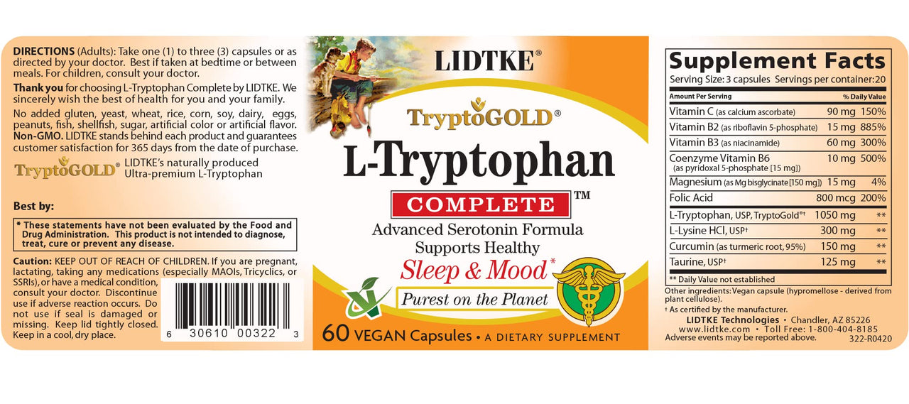 LIDTKE L-Tryptophan Complete, 60 Capsules