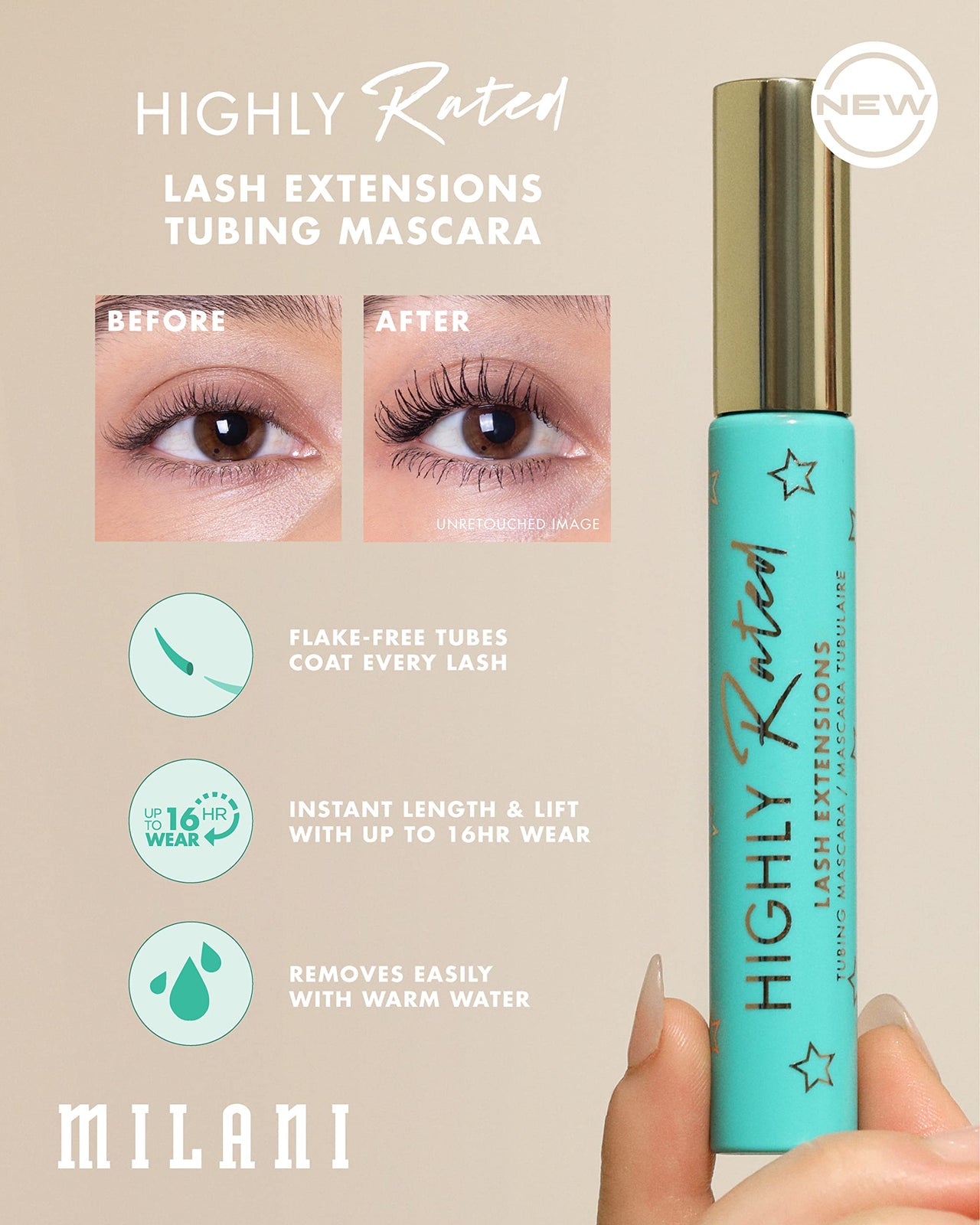 Milani Tubing Mascara, Highly Rated Lash Extensions Tubing Mascara Black for Added Length and Lift, Shea Butter to Nourish and Condition Lashes, Viral Tik Tok Products - 2 pack