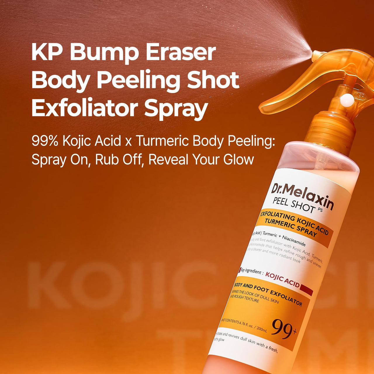 Dr.Melaxin Body Keratin Care Kojic Acid Turmeric Spray Gently Exfoliating Peeling Solution Korean Skincare All Skin Types 200ml