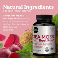 Thumbnail for Atlantic Naturals Sea Moss with Beet Root Capsules - Premium Quality Multivitamin Supplement - Sea Moss Superfood to Support Immune Health, Blood Flow, Joint Health & Athletic Performance - 120 ct