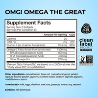 Thumbnail for HUM OMG! Omega The Great Triple Omega 3 Fish Oil Supplement for Women & Men with Vitamin E, DHA & EPA, Skin Care & Skin Tone Support for Heart & Brain Health, Gluten Free, Non GMO, 60 Softgels