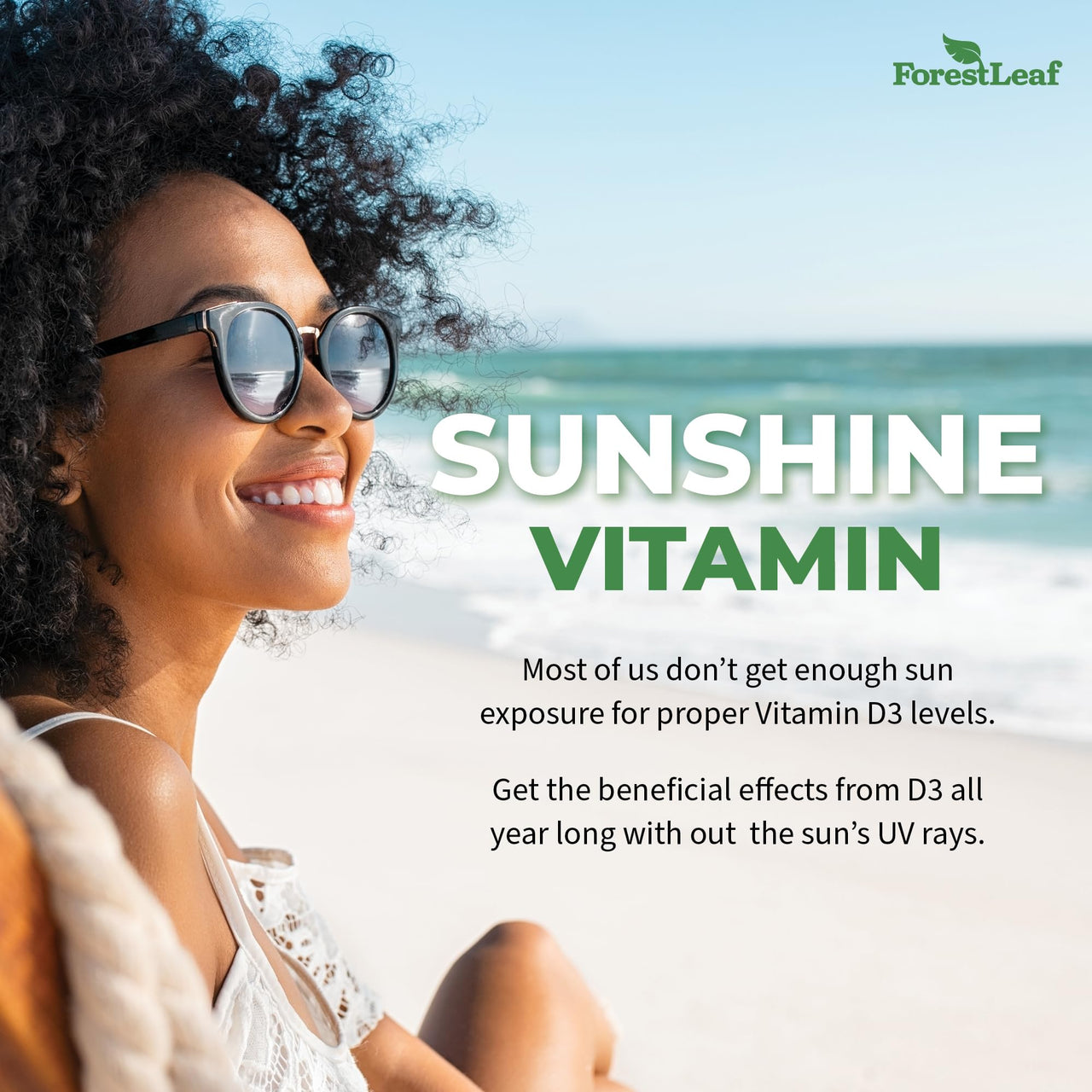 ForestLeaf Vitamin D3 50,000 IU | VIT D - Kosher VIT D3 Vitamin D Supplement for Women and Men | Bone Health, Teeth, Immune Support | Weekly Dose, 2-Year Supply, 120 Caps