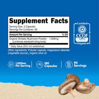 Thumbnail for Nutricost Organic Shiitake Mushroom Capsules 1000mg, 90 Servings - CCOF Certified Made with Organic, Vegetarian, Gluten Free, 500mg Per Capsule, 180 Capsules