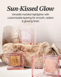 Thumbnail for Glint Marble Highlighter (Solei Moon, 0.08oz) - Korean Makeup. Inspired Baked for Smooth, Radiant Glow, Long-Lasting Wear. Enriched with Micro Pearl Particles