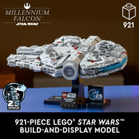 Thumbnail for LEGO Star Wars Millennium Falcon 25th Anniversary Collectible - DIY Building Set for Adults, Men & Women, Ages 18+ - A New Hope Model with Display Stand - Star Wars Gift - 75375