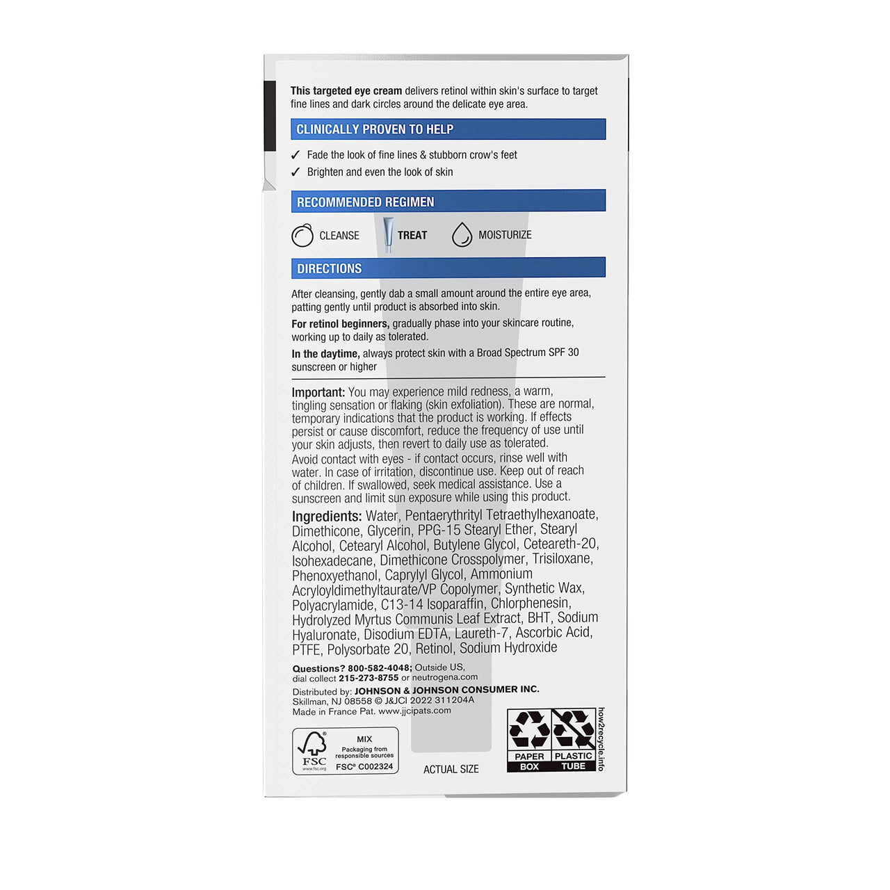 Neutrogena Rapid Wrinkle Repair Retinol Eye Cream for Dark Circles, Daily Anti-Aging Under Eye Cream with Retinol & Hyaluronic Acid to Fight Fine Lines, Wrinkles, & Dark Spots, 0.5 fl. oz