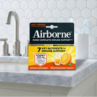 Thumbnail for Airborne Immune Support Effervescent Tablets, Zesty Orange Flavor - 10ct with 1000mg Vitamin C + Vitamins A, D, E, Zinc, Selenium, Manganese & Herbal Blend - Sugarâ€‘Free, Glutenâ€‘Free