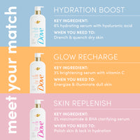 Thumbnail for Dove Serum Body Wash Glow Recharge illuminates & Exfoliates skin with brightening Vitamin C Serum 18.5 Fl Oz