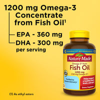 Thumbnail for Nature Made Fish Oil Omega 3 Supplements, Omega 3 Fish Oil as Ethyl Esters 1200 mg Softgels, EPA DHA Supplement for Healthy Heart, Brain, Eye Support, One Per Day, 100 Softgels