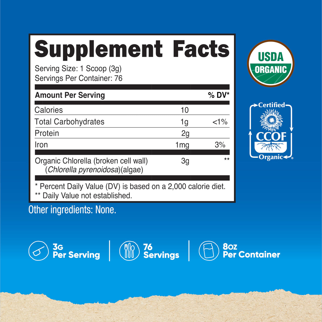 Nutricost Organic Chlorella Powder 8oz - 3000mg Per Serving - Non-GMO, Gluten Free