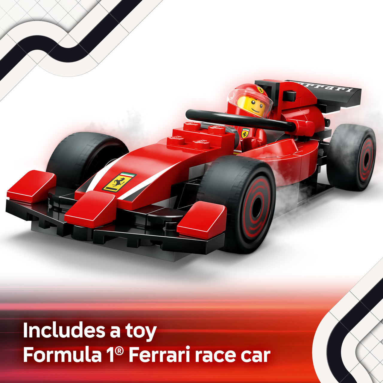 LEGO City F1(R) Ferrari Race Car Pit in Toy Toy Birthday Present Blocks Educational Boys Girls Children 6 Years 7 Years 8 9 Years Old Vehicle Car Mini Car 60443