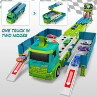 Thumbnail for Carrier Truck Race Track Toddler Toys, Foldable 3 Layer Toddler Track Playset, Dinosaur Toy Truck Transport Car Carrier & 8 Race Cars, Truck Car Kids Toy Gifts for Age 3 4 5 6+ Year Old Boys Girls