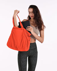 Thumbnail for ODODOS 18L Side-Cinch Shopper Bags Lightweight Shoulder Bag Tote Handbag for Shopping Workout Beach Travel, Spicy Orange