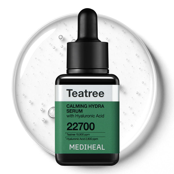 Mediheal Teatree Calming Serum 1.35 fl.oz - Quick Skin Calming and Redness Relief - Sebum Care, Oil Moisture Balance & Deep Moisturization with Hyaluronic Acid