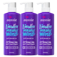 Thumbnail for Aussie 3 Minute Miracle Moist Deep Conditioner for Dry Hair, Avocado & Jojoba Oil, Safe for Color Treated Hair, Nourishing Hydration, Silky Shine, Paraben-Free, 16 Fl Oz Each, Triple Pack