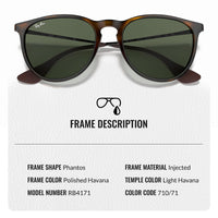 Thumbnail for Ray-Ban RB4171 ERIKA Classic Phantos Shape Sunglasses With Eyewear Kit Bundle - High Bridge Fit - Ideal Formal and Casual Wear Retro Sunglasses