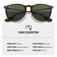 Thumbnail for Ray-Ban RB4171 ERIKA CLASSIC Phantos Shaped Non-Polarized Sunglasses for Women – Includes Official RAYBAN Eyewear Kit – Ideal Formal & Casual Wear Sunglasses – G-15 Green Lens