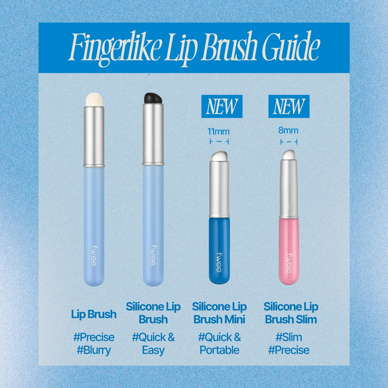 fwee Fingerlike Silicone Lip Brush Slim | Multi-purpose Makeup Blending Brush with Lid