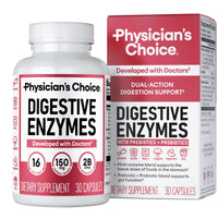 Thumbnail for Physician's CHOICE Digestive Enzymes for Bloating & Digestion - Fast-Acting 16 Enzyme Formula with Organic Prebiotics & Probiotics for Gut & Digestive Health - Meal Time Discomfort Relief - 30 CT