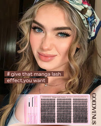 Thumbnail for Goddvenus Manga Lash Clusters Kit Natural 300 Pcs Cluster Eyelash Extensions Kit Wispy Fairy Fluffy Eyelash Clusters Anime Cosplay Individual Lash Extensions Kit CC Curve 10-16mm