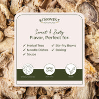 Thumbnail for Starwest Botanicals Organic Ginger Root - Dried Ginger Herb for Tea, Baking, & Cooking, Cut and Sifted, Natural Herbal Spice, Certified Kosher, Non-GMO - Bulk 1 lb Bag