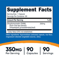Thumbnail for Nutricost Dihydromyricetin (DHM) Capsules (350mg, 90 Capsules) - Vegan, Non-GMO, 90 Servings