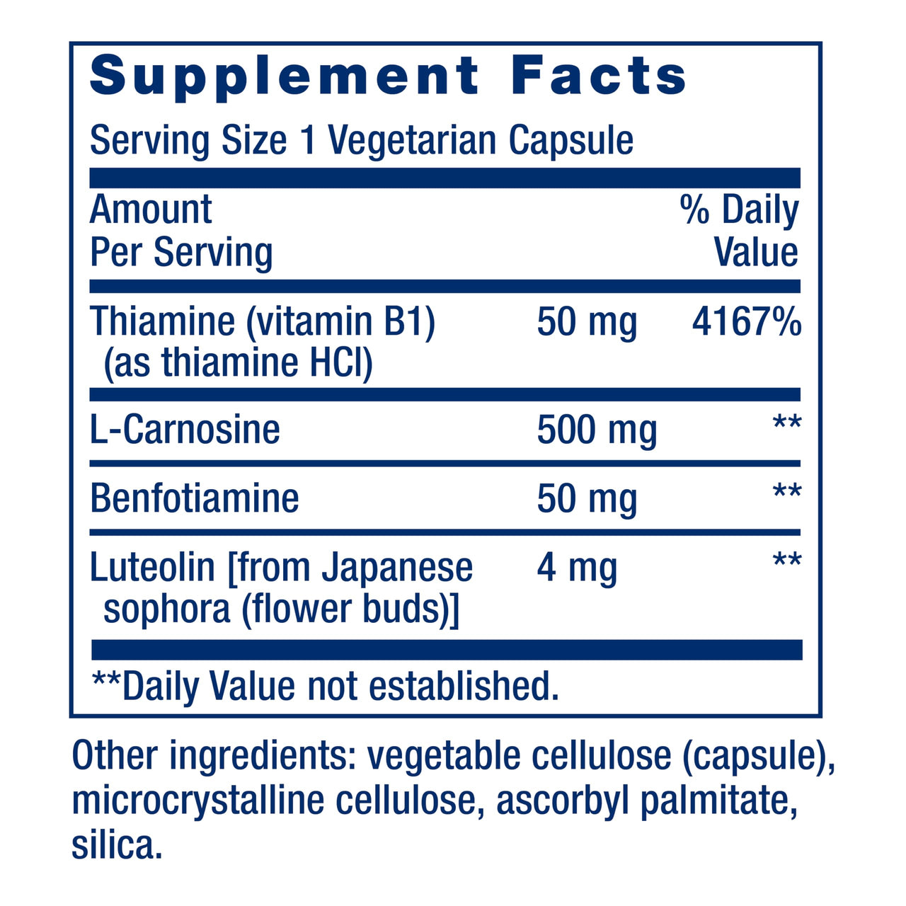 Life Extension Super Carnosine, L-carnosine, Luteolin, Vitamin B1, Muscle Support, Exercise Recovery, Heart Health, Gluten-Free, Non-GMO, Vegetarian, 60 Capsules