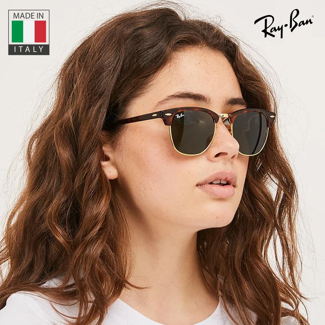 Ray-Ban RB3016 CLUBMASTER CLASSIC Square Shaped Non-Polarized Sunglasses for Men & Women – Includes Official RAYBAN Eyewear Kit – Ideal Formal & Casual Wear Sunglasses – G-15 Green Lens