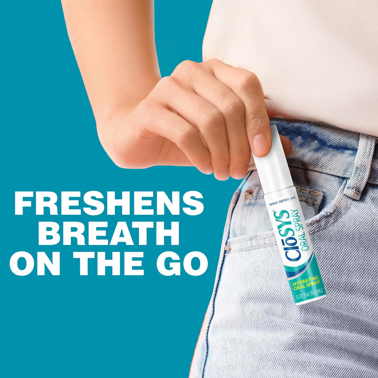 CloSYS Oral Breath Spray, Sugar Free Mouth Spray for Bad Breath, pH Balanced Mint Flavored 0.31oz (3 Count)