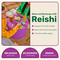 Thumbnail for Fungies Reishi Mushroom Gummies, Delicious Apple Flavor - Mushroom Herbal Supplement Gummy for Adults Supports Immune Health, Relaxation & Healthy Aging - Calming Gummies for Sleep - 60 Servings