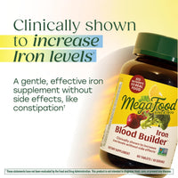 Thumbnail for MegaFood Blood Builder Iron Supplement for Women & Men - Increase Iron Levels Without Side Effects - Combats Fatigue - with Vitamin B12, Folic Acid & Vitamin C for Absorption - Vegan - 30 Tablets