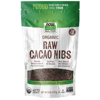 Thumbnail for NOW Foods, Organic Raw Cacao Nibs, Rich, Pure Cacao Bean Bits, Dark Chocolate Flavor, Certified Non-GMO 8-Ounce (Packaging May Vary)