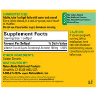Thumbnail for Nature Made Vitamin E 180 mg (400 IU) dl-Alpha, Dietary Supplement for Antioxidant and Skin Support, 180 Softgels, 180 Day Supply