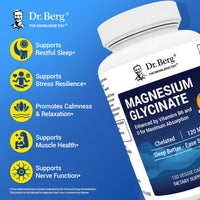 Thumbnail for Dr. Berg Magnesium Glycinate with Vitamin D, B6 & Zinc for Stress Relief, Calm, Relaxation, & Good Sleep* - 120 mg Per Magnesium Supplement Capsule - Chelated Magnesium Glycinate - 150 Caps