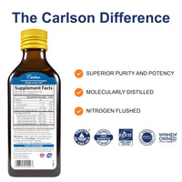 Thumbnail for Carlson - The Very Finest Fish Oil, 1600 mg Omega-3s, Liquid Fish Oil Supplement, Norwegian Fish Oil, Wild-Caught, Sustainably Sourced Fish Oil Liquid, Lemon, 200ml, 6.7 Fl Oz