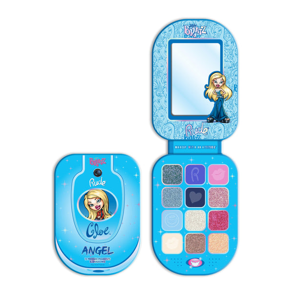 Rude Cosmetics Bratz Colorful Eyeshadow Palette for Women, Teen Girls - Mini Eye Shadow Make Up Palettes - Glitter, Matte, Metallic & Shimmer Eyeshadow for Eye Makeup - Angel