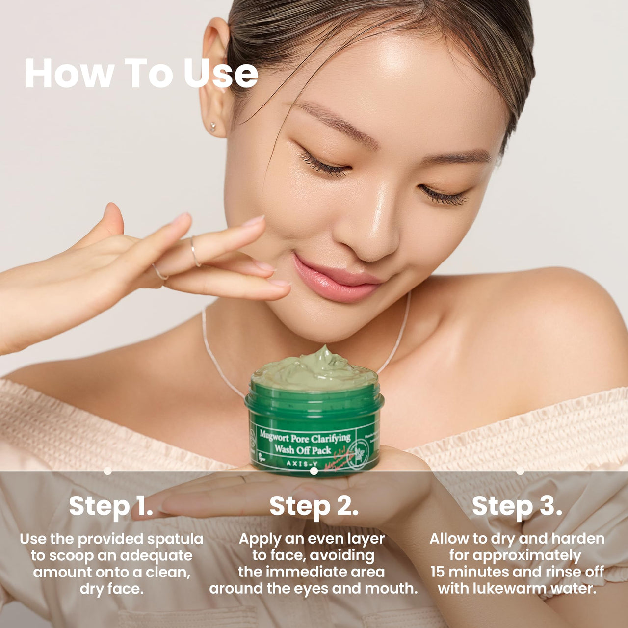 AXIS-Y Mugwort Pore Clarifying Wash Off Pack - Face Exfoliator Targets Clogged Pores, Whitehead & Blackhead Remover - Vegan Korean Skin Care Glass Skin Clay Mask - 3.38 fl. oz.