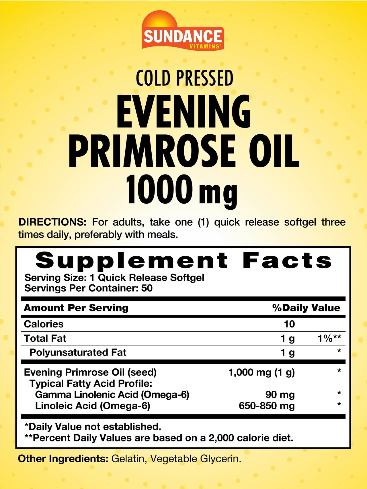 Sundance Evening Primrose Oil 1000mg for Women | Cold Pressed Formula | Non-GMO & Gluten Free Supplement