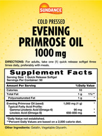 Thumbnail for Sundance Evening Primrose Oil 1000mg for Women | Cold Pressed Formula | Non-GMO & Gluten Free Supplement