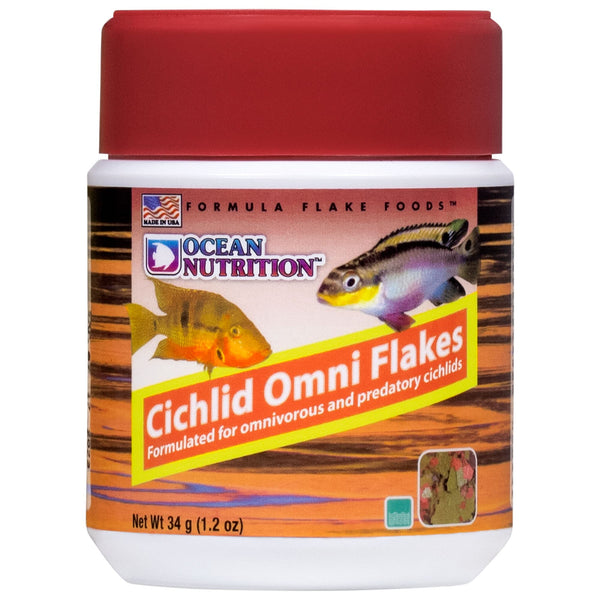 Ocean Nutrition Fish Food - Cichlid Fish Food, High Protein Fish Flakes, Tropical Fish Flakes, Ideal Cichlid Food for Angelfish, Kribensis, Ram Cichlids and More, Made in The USA, 1.2 oz (34 g)