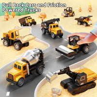 Thumbnail for HONGTUO Alloy Mini Construction Vehicles, 8Pcs Die-cast Construction Toys Set, Excavators Mixer Truck Bulldozers Forklift Dump Truck, Pull Back Car Toys for Toddlers Kids Boys & Girls