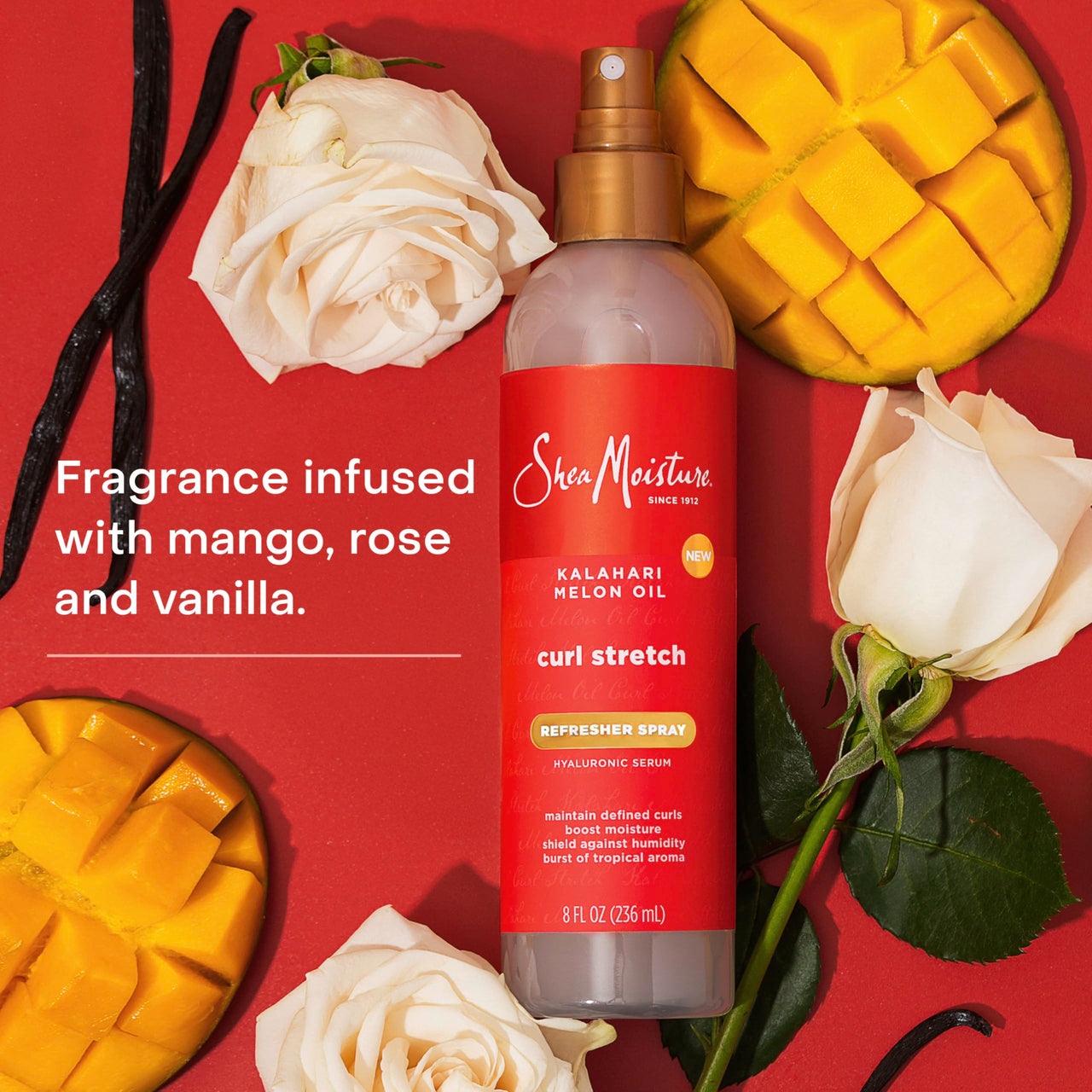 SheaMoisture Curl Stretch Refresher Spray Kalahari Melon Oil and Marula Oil Between Wash Style Stretcher Boosts Hydration, Fights Humidity and Frizz with Hyaluronic Serum 8 Fl Oz