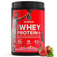 Thumbnail for Six Star Whey Protein Powder Plus - Muscle Building & Recovery Formula with Whey Isolate Powder, BCAAs, 30g Protein, Immune Support - Post-Workout Supplement - Strawberry Smoothie, 1.8 lbs