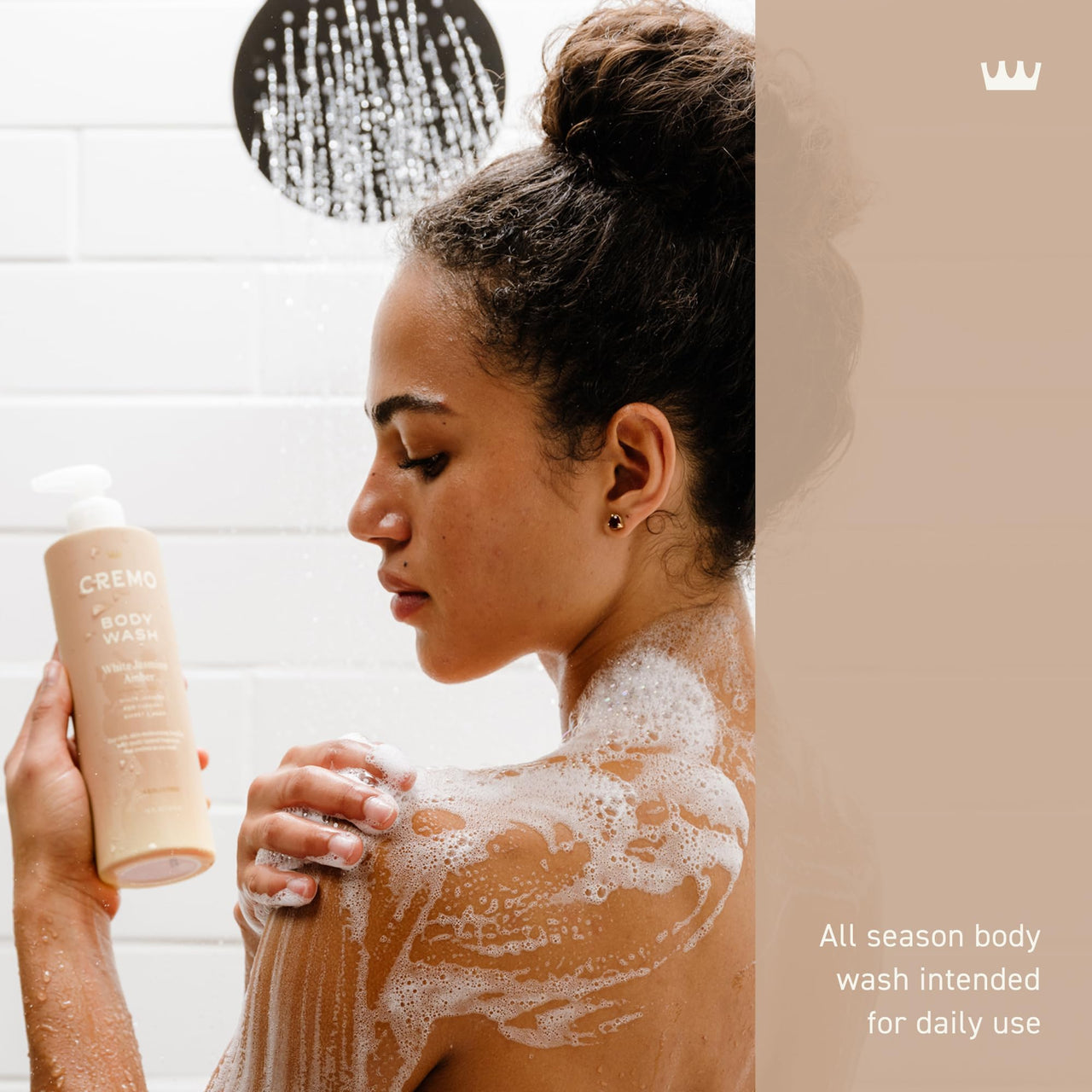 Cremo White Jasmine Amber Skin Moisturizing Body Wash for Women, Notes of White Jasmine, Red Currant, and Sweet Amber, 16 Fl Oz