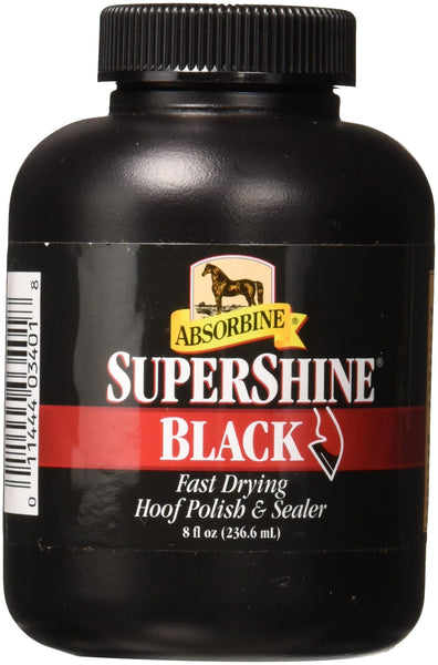 Absorbine SuperShine Hoof Polish and Sealer, Quick Dry Formula, Black High Gloss, 8oz