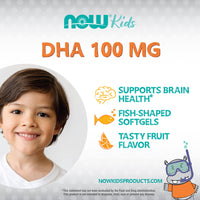 Thumbnail for NOW Foods Supplements, DHA Kids 100 mg, Supports Brain Health*, Fruit Flavor, 60 Chewable Softgels, packaging may vary