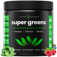 Thumbnail for NutraChamps Super Greens Powder Premium Superfood | 20+ Organic Green Veggie Whole Foods | Wheat Grass, Spirulina, Chlorella & More | Antioxidant, Digestive Enzyme & Probiotic Blends