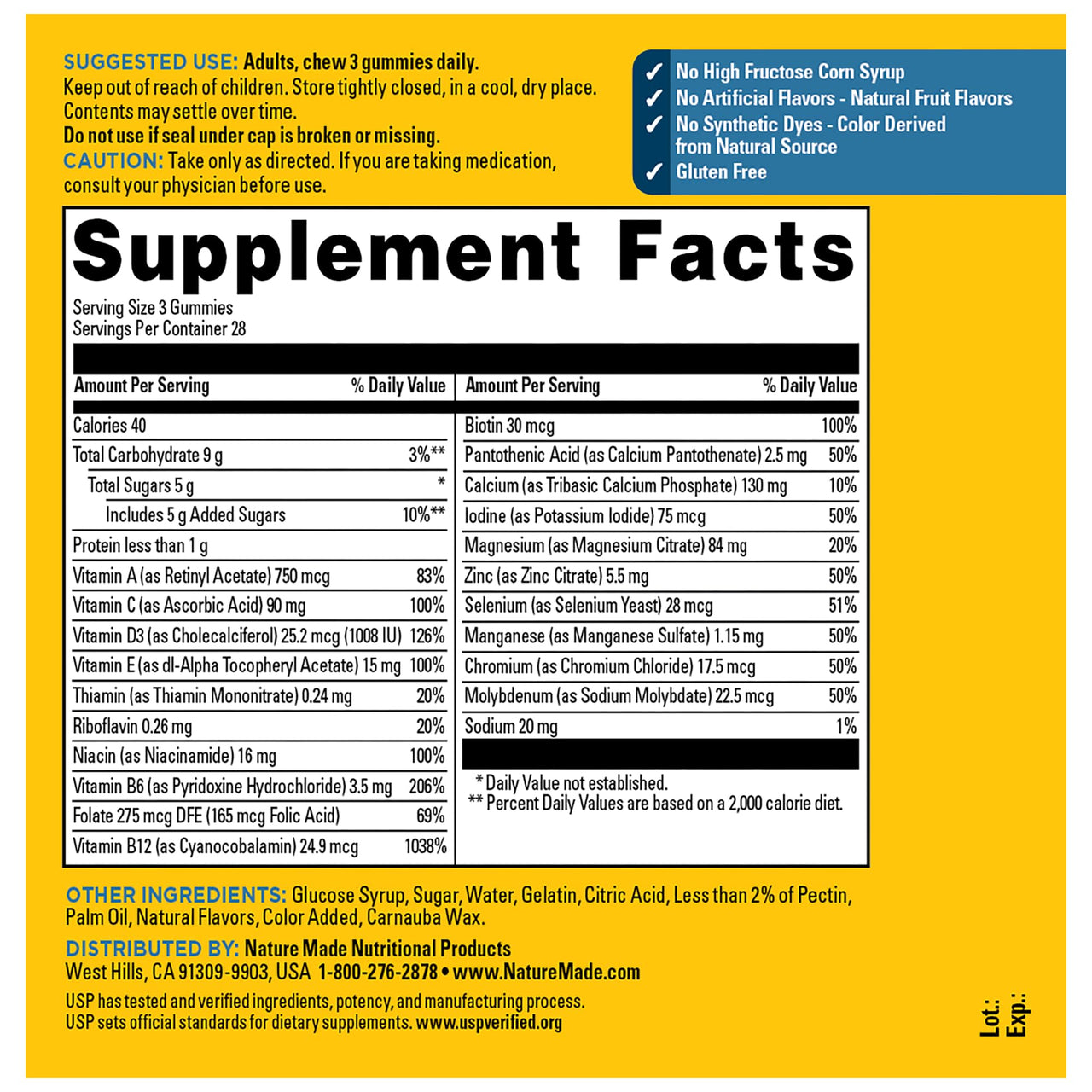 Nature Made Advanced Multivitamin Gummies 50 + for Him, Mens Multivitamins Gummies with Magnesium Citrate, Vitamin D3, Zinc, All 8 B Vitamins, 84 Multi Vitamins, 28 Day Supply